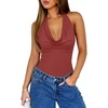 image:imageREORIA Womens Sexy Cowl Neck Halter Body Suits Summer Open Back Bodysuit Tank TopsBaked Apple