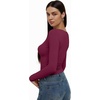 image:imageREORIA Womens Basic Square Neck Long Sleeve Shirts Double Lined Tops Tight Shirts Fall Outfits 2025Cordovan