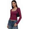 image:imageREORIA Womens Basic Square Neck Long Sleeve Shirts Double Lined Tops Tight Shirts Fall Outfits 2025Cordovan