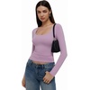 image:imageREORIA Womens Basic Square Neck Long Sleeve Shirts Double Lined Tops Tight Shirts Fall Outfits 2025Orchid Bouquet