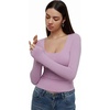 image:imageREORIA Womens Basic Square Neck Long Sleeve Shirts Double Lined Tops Tight Shirts Fall Outfits 2025Orchid Bouquet