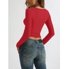 image:imageREORIA Womens Basic Square Neck Long Sleeve Shirts Double Lined Tops Tight Shirts Fall Outfits 2025Red