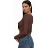 image:imageREORIA Womens Basic Square Neck Long Sleeve Shirts Double Lined Tops Tight Shirts Fall Outfits 2025Shaved Chocolate