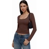 image:imageREORIA Womens Basic Square Neck Long Sleeve Shirts Double Lined Tops Tight Shirts Fall Outfits 2025Shaved Chocolate