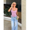 image:imageREORIA Womens Sexy Deep Scoop Neck Halter Bodysuit Double Lined Sleeveless Backless Top Vacation OutfitsIcy Pink