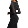 image:imageREORIA Fall Wedding Guest Midi Dresses for Women Cowl Neck Sheer Mesh Long Sleeve Ruched Bodycon Maxi DressBlack Onyx