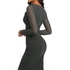 image:imageREORIA Fall Wedding Guest Midi Dresses for Women Cowl Neck Sheer Mesh Long Sleeve Ruched Bodycon Maxi DressThyme