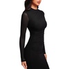image:imageREORIA Mesh Sheer Long Sleeve Bodycon Midi Wedding Guest Dresses for Women  Mock Neck Dress Elegant Party Cocktail Dresses Formal Wedding Guest Outfits Fall Winter ClothesRuched DressBlack