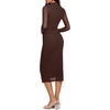 image:imageREORIA Mesh Sheer Long Sleeve Bodycon Midi Wedding Guest Dresses for Women  Mock Neck Dress Elegant Party Cocktail Dresses Formal Wedding Guest Outfits Fall Winter ClothesRuched DressChocolate