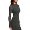 image:imageREORIA Mesh Sheer Long Sleeve Bodycon Midi Wedding Guest Dresses for Women  Mock Neck Dress Elegant Party Cocktail Dresses Formal Wedding Guest Outfits Fall Winter ClothesRuched DressThyme