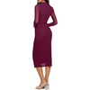 image:imageREORIA Mesh Sheer Long Sleeve Bodycon Midi Wedding Guest Dresses for Women  Mock Neck Dress Elegant Party Cocktail Dresses Formal Wedding Guest Outfits Fall Winter ClothesRuched DressWine Red