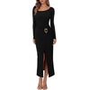 image:imageREORIA Wedding Guest Dresses for Women Long Sleeve Ruched Wrap Midi Dress  Asymmetrical Square NeckCocktailFormalBodyconElegantPartyClub Nightout2026 Fall WinterTrendy ClothesBlack