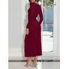 image:imageREORIA Wedding Guest Dresses for Women Long Sleeve Ruched Wrap Midi Dress  Asymmetrical Square NeckCocktailFormalBodyconElegantPartyClub Nightout2026 Fall WinterTrendy ClothesBurgundy