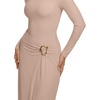 image:imageREORIA Wedding Guest Dresses for Women Long Sleeve Ruched Wrap Midi Dress  Asymmetrical Square NeckCocktailFormalBodyconElegantPartyClub Nightout2026 Fall WinterTrendy ClothesApricot