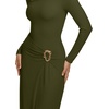 image:imageREORIA Wedding Guest Dresses for Women Long Sleeve Ruched Wrap Midi Dress  Asymmetrical Square NeckCocktailFormalBodyconElegantPartyClub Nightout2026 Fall WinterTrendy ClothesArmy Green