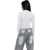 image:imageREORIA Womens Mock Neck Double Lined Trendy Ruched Bodysuit Sexy Wrap Tops for Fall Outfits 2026Brilliant White