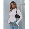 image:imageREORIA Womens Mock Neck Double Lined Trendy Ruched Bodysuit Sexy Wrap Tops for Fall Outfits 2026Brilliant White