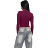 image:imageREORIA Womens Mock Neck Double Lined Trendy Ruched Bodysuit Sexy Wrap Tops for Fall Outfits 2026Cordovan