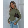 image:imageREORIA Womens Mock Neck Double Lined Trendy Ruched Bodysuit Sexy Wrap Tops for Fall Outfits 2026Four Leaf Clover