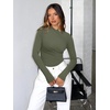 image:imageREORIA Womens Mock Neck Double Lined Trendy Ruched Bodysuit Sexy Wrap Tops for Fall Outfits 2026Four Leaf Clover