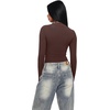 image:imageREORIA Womens Mock Neck Double Lined Trendy Ruched Bodysuit Sexy Wrap Tops for Fall Outfits 2026Shaved Chocolate