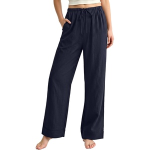 image:imageREORIA Wide Leg Pants for Women Casual Flowy Palazzo Pant  DrawstringElastic WaistLoose FitHomewearLoungePJ Pajama BottomsTrousers with Pockets2026 Fall WinterTravel OutfitsNavy Blue