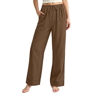 image:imageREORIA Wide Leg Pants for Women Casual Flowy Palazzo Pant  DrawstringElastic WaistLoose FitHomewearLoungePJ Pajama BottomsTrousers with Pockets2026 Fall WinterTravel OutfitsLight Brown