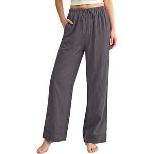 image:imageREORIA Wide Leg Pants for Women Casual Flowy Palazzo Pant  DrawstringElastic WaistLoose FitHomewearLoungePJ Pajama BottomsTrousers with Pockets2026 Fall WinterTravel OutfitsGray