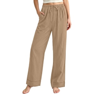 image:imageREORIA Wide Leg Pants for Women Casual Flowy Palazzo Pant  DrawstringElastic WaistLoose FitHomewearLoungePJ Pajama BottomsTrousers with Pockets2026 Fall WinterTravel OutfitsKhaki