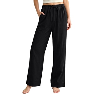 image:imageREORIA Wide Leg Pants for Women Casual Flowy Palazzo Pant  DrawstringElastic WaistLoose FitHomewearLoungePJ Pajama BottomsTrousers with Pockets2026 Fall WinterTravel OutfitsBlack