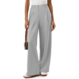 image:imageREORIA Women High Waisted Wide Leg Pants Business Casual Trousers with Pockets Stretch Work Slacks for Office TravelGrey