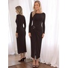 image:imageREORIA Womens Long Sleeve Boat Neck Wedding Guest Midi Dresses Fall  Bodycon Long DressRuchedChic Gold BuckleSlim FittedFormalCasualTrendyElegantCocktail PartyGoing Out2026 Fall WinterBrown
