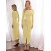 image:imageREORIA Womens Long Sleeve Boat Neck Wedding Guest Midi Dresses Fall  Bodycon Long DressRuchedChic Gold BuckleSlim FittedFormalCasualTrendyElegantCocktail PartyGoing Out2026 Fall WinterPale Yellow