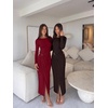 image:imageREORIA Womens Long Sleeve Boat Neck Wedding Guest Midi Dresses Fall  Bodycon Long DressRuchedChic Gold BuckleSlim FittedFormalCasualTrendyElegantCocktail PartyGoing Out2026 Fall WinterBrown