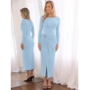 image:imageREORIA Womens Long Sleeve Boat Neck Wedding Guest Midi Dresses Fall  Bodycon Long DressRuchedChic Gold BuckleSlim FittedFormalCasualTrendyElegantCocktail PartyGoing Out2026 Fall WinterHazy Blue