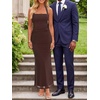 image:imageREORIA Womens Mesh Sheer Sleeveless Maxi Dresses  Long DressRuchedDouble LinedSquare NeckHalterTie BackBodycon2026 SummerWedding Guest OufitsDressy CasualGoing OutShaved Chocolate