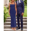 image:imageREORIA Womens Mesh Sheer Sleeveless Maxi Dresses  Long DressRuchedDouble LinedSquare NeckHalterTie BackBodycon2026 SummerWedding Guest OufitsDressy CasualGoing OutBellwether Blue