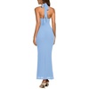 image:imageREORIA Womens Mesh Sheer Sleeveless Maxi Dresses  Long DressRuchedDouble LinedSquare NeckHalterTie BackBodycon2026 SummerWedding Guest OufitsDressy CasualGoing OutHaze Blue