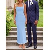 image:imageREORIA Womens Mesh Sheer Sleeveless Maxi Dresses  Long DressRuchedDouble LinedSquare NeckHalterTie BackBodycon2026 SummerWedding Guest OufitsDressy CasualGoing OutHaze Blue