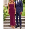 image:imageREORIA Womens Mesh Sheer Sleeveless Maxi Dresses  Long DressRuchedDouble LinedSquare NeckHalterTie BackBodycon2026 SummerWedding Guest OufitsDressy CasualGoing OutCordovan