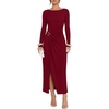 image:imageREORIA Womens Long Sleeve Boat Neck Wedding Guest Midi Dresses Fall  Bodycon Long DressRuchedChic Gold BuckleSlim FittedFormalCasualTrendyElegantCocktail PartyGoing Out2026 Fall WinterRed