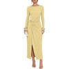 image:imageREORIA Womens Long Sleeve Boat Neck Wedding Guest Midi Dresses Fall  Bodycon Long DressRuchedChic Gold BuckleSlim FittedFormalCasualTrendyElegantCocktail PartyGoing Out2026 Fall WinterPale Yellow