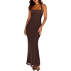 image:imageREORIA Womens Mesh Sheer Sleeveless Maxi Dresses  Long DressRuchedDouble LinedSquare NeckHalterTie BackBodycon2026 SummerWedding Guest OufitsDressy CasualGoing OutShaved Chocolate