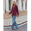 image:imageREORIA Hoodies For Women Oversized V Neck Pullover SweatshirtsCordovan