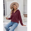 image:imageREORIA Hoodies For Women Oversized V Neck Pullover SweatshirtsCordovan