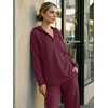 image:imageREORIA Hoodies For Women Oversized V Neck Pullover SweatshirtsCordovan