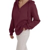image:imageREORIA Hoodies For Women Oversized V Neck Pullover SweatshirtsCordovan
