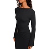 image:imageREORIA Long Sleeve Wedding Guest Maxi Dresses for WomenBlack