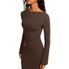 image:imageREORIA Long Sleeve Wedding Guest Maxi Dresses for WomenBrown