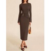 image:imageREORIA Long Sleeve Wedding Guest Maxi Dresses for WomenBrown